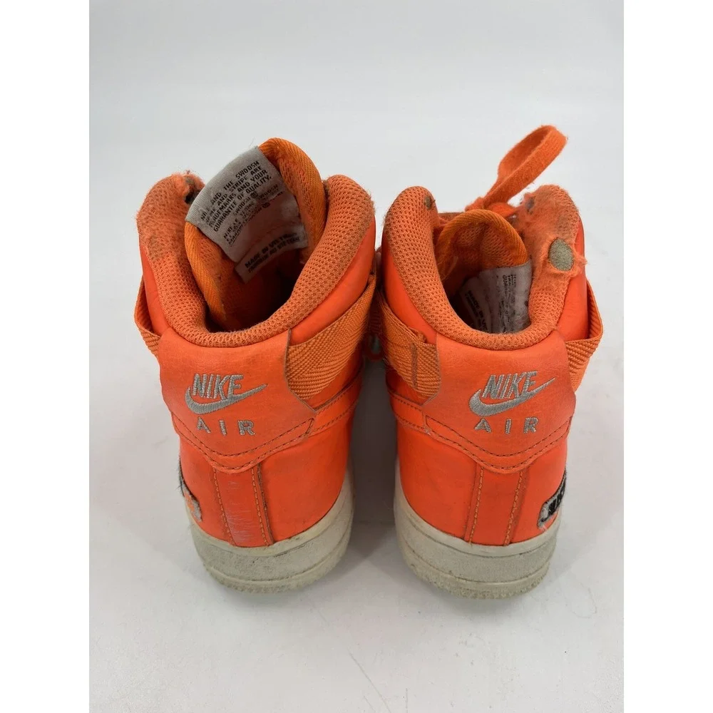 Nike Boys Air Force 1 Size 3.5Y AV7951-800 Orange Running Shoes Lace‎ Up Mid Top